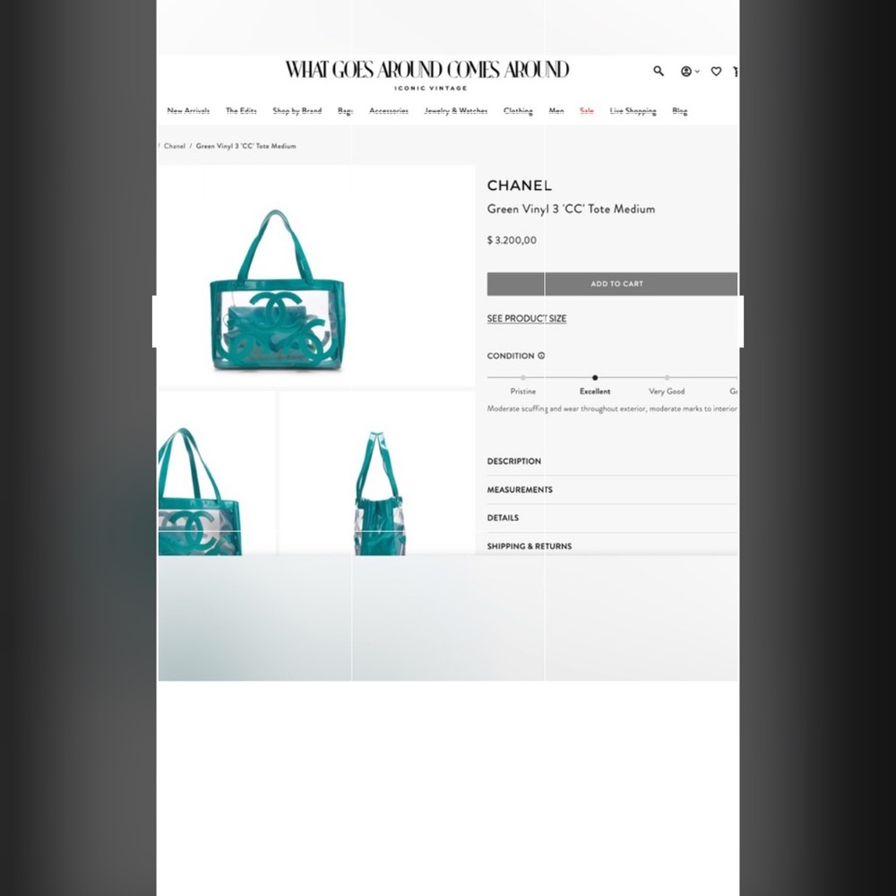 CHANEL triple C’s Teal Transparent Tote - Picture 8 of 10